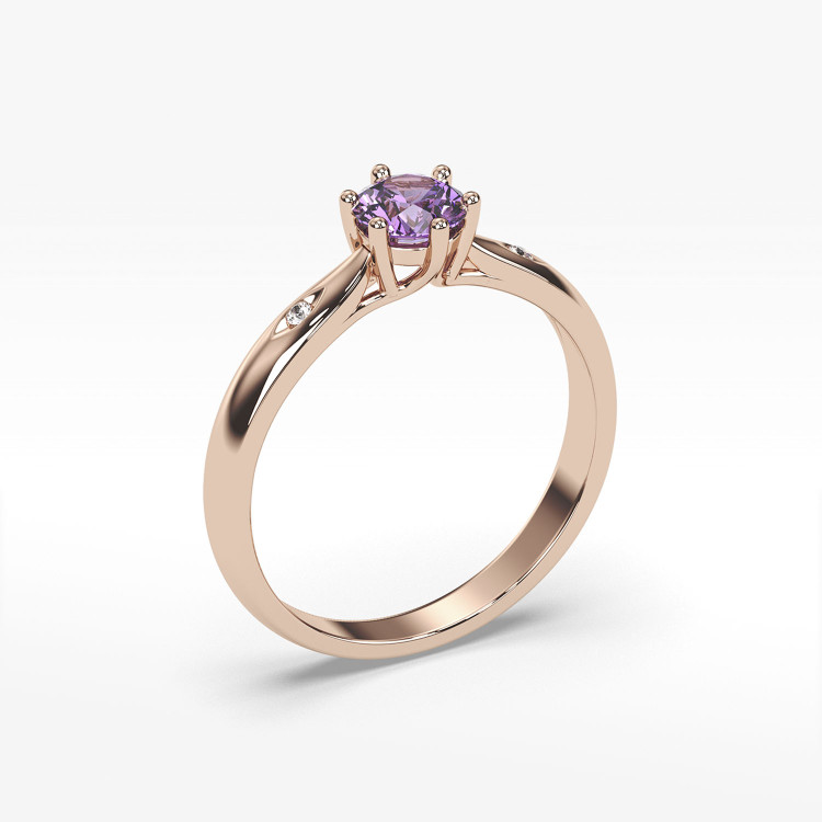 Złoty pierścionek z ametystem