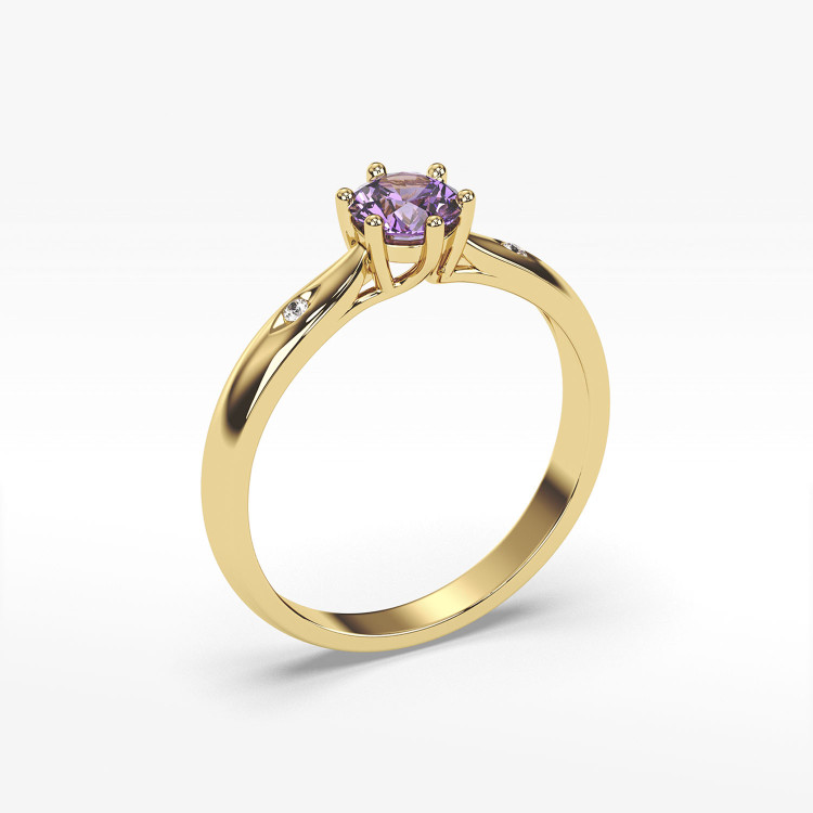 Złoty pierścionek z ametystem