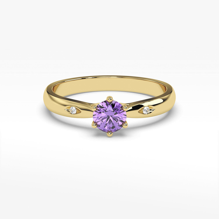 Złoty pierścionek z ametystem