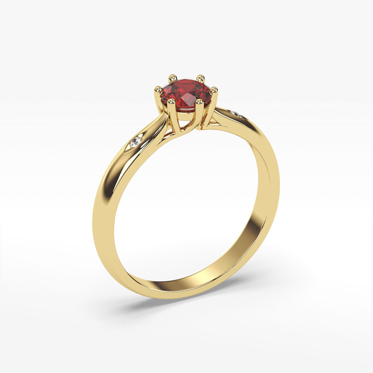 Złoty pierścionek z rubinem