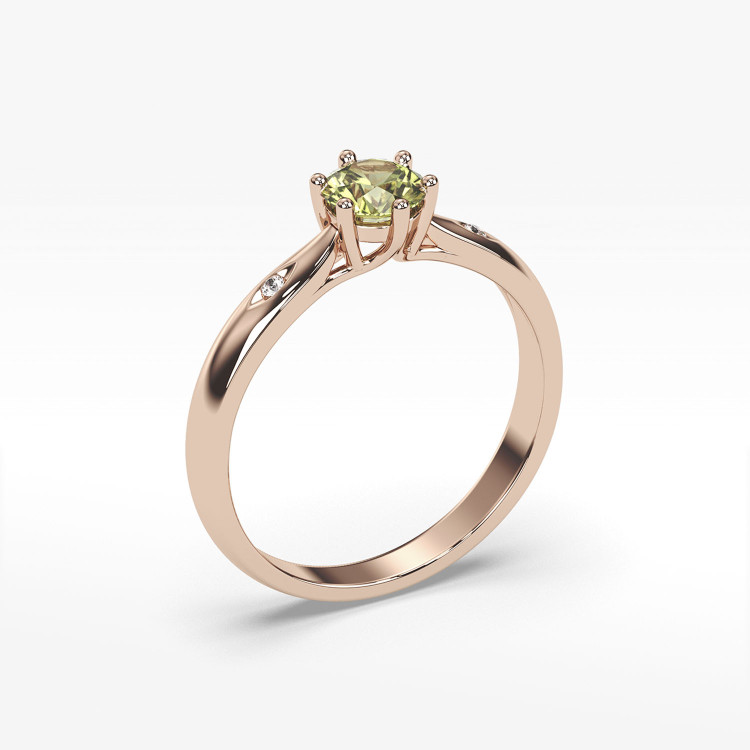 Złoty pierścionek z oliwinem