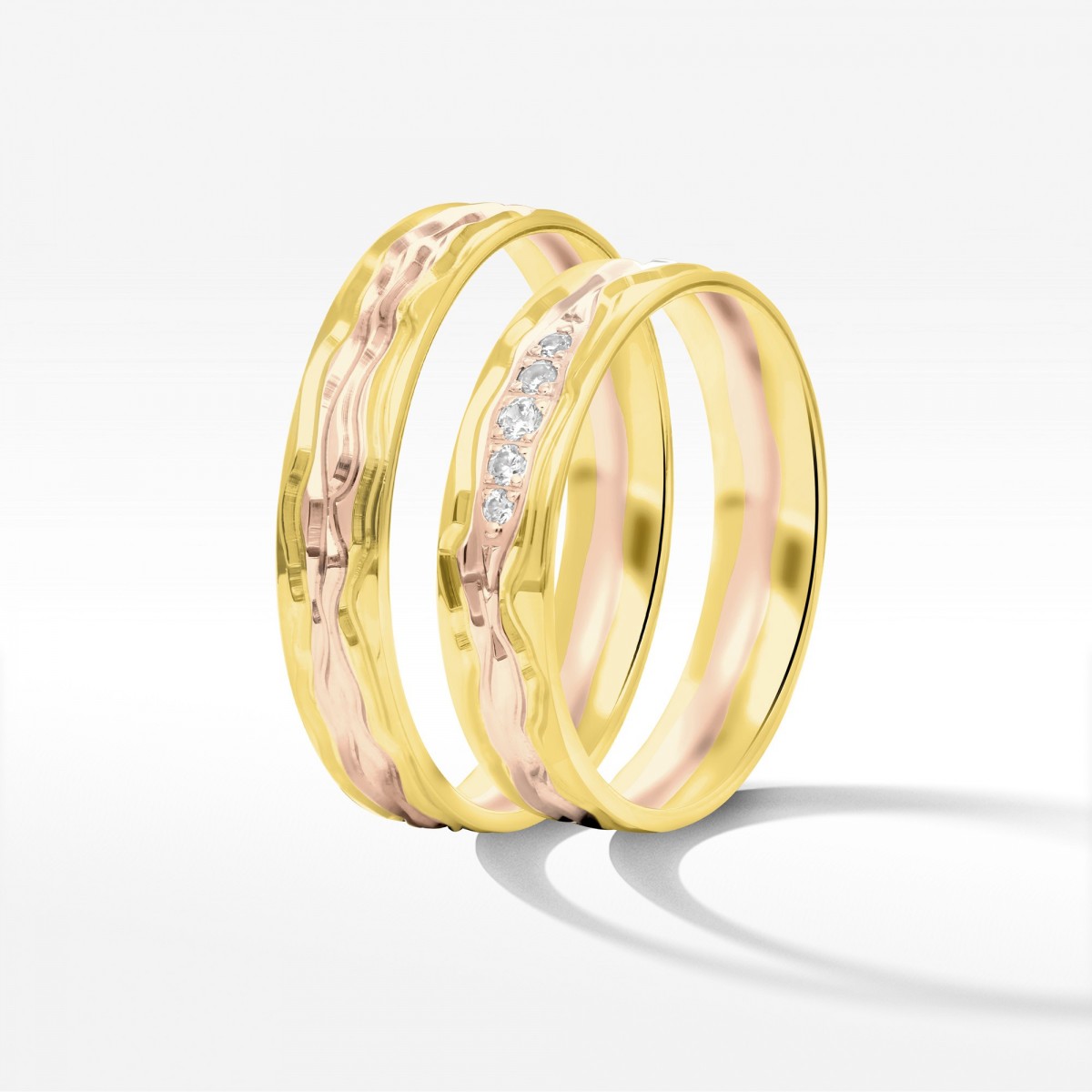 Obrączki ślubne z żółto różowego złota 5mm półokrągłe