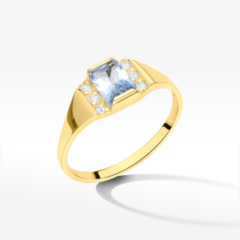 Pierścionek ze złota z niebieską cyrkonią