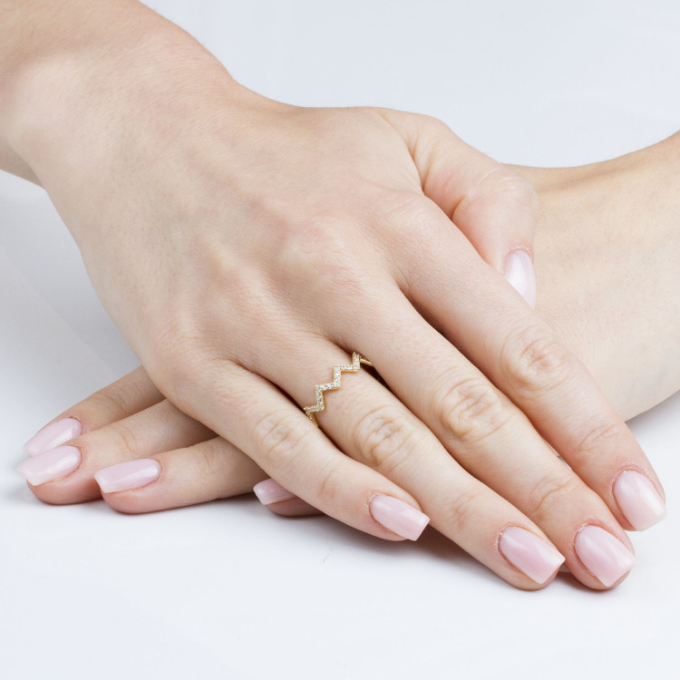 Pierścionek ze złota z cyrkoniami