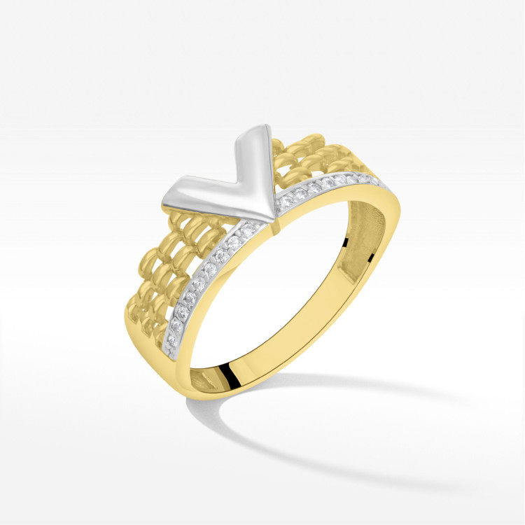 Pierścionek ze złota z cyrkoniami