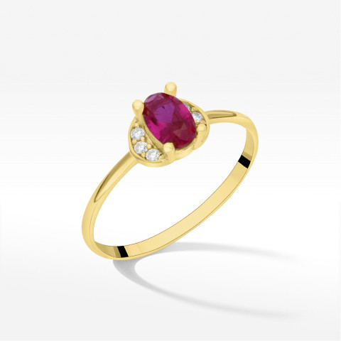 Pierścionek ze złota z różową cyrkonią