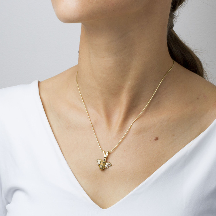 Zawieszka ze złota pszczółka z cyrkoniami