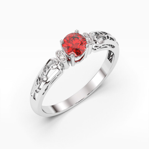 Pierścionek z białego złota z rubinem