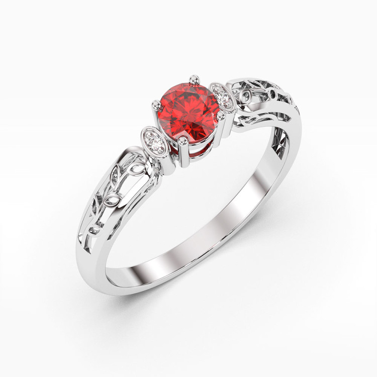 Pierścionek z białego złota z rubinem