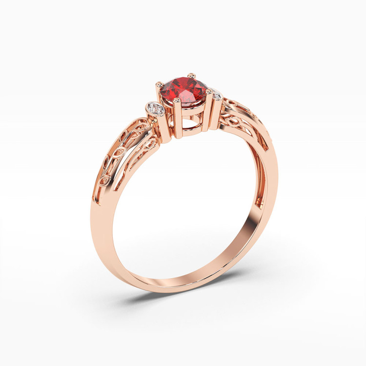 Pierścionek z różowego złota z rubinem