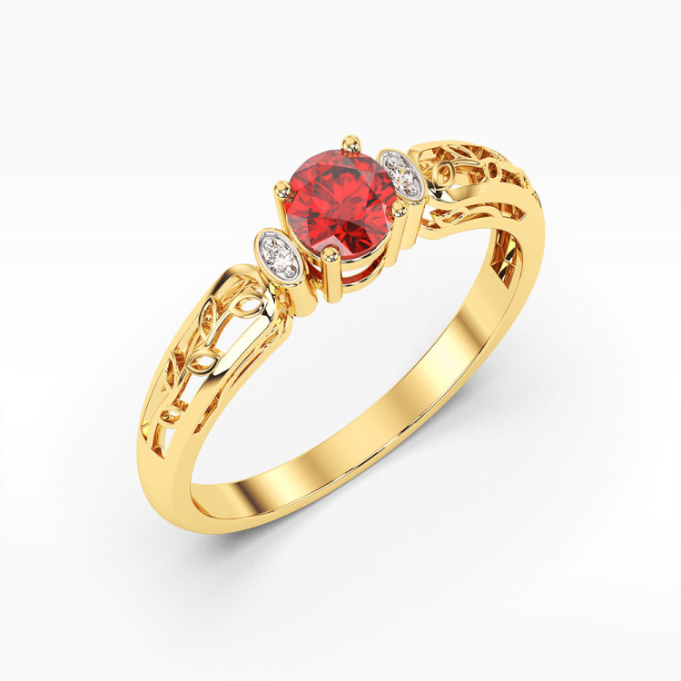 Pierścionek z żółtego złota z rubinem