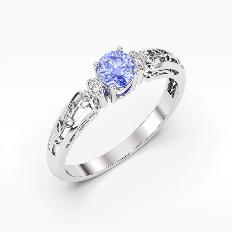 Pierścionek z tanzanitem i diamentami