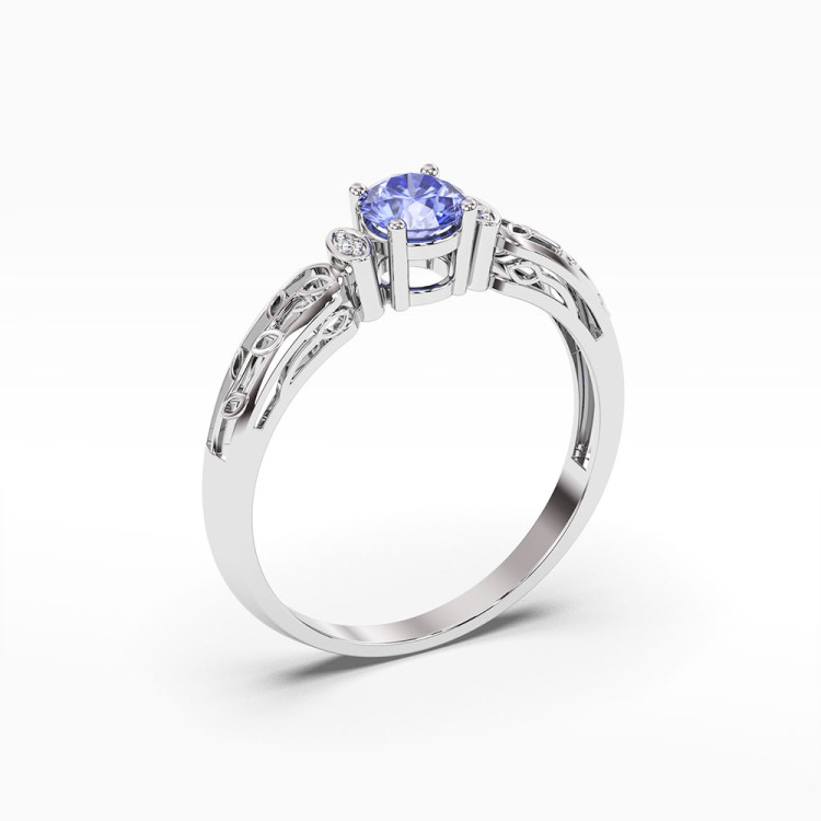 Pierścionek z tanzanitem i diamentami