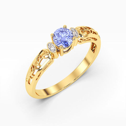 Pierścionek z tanzanitem i diamentami