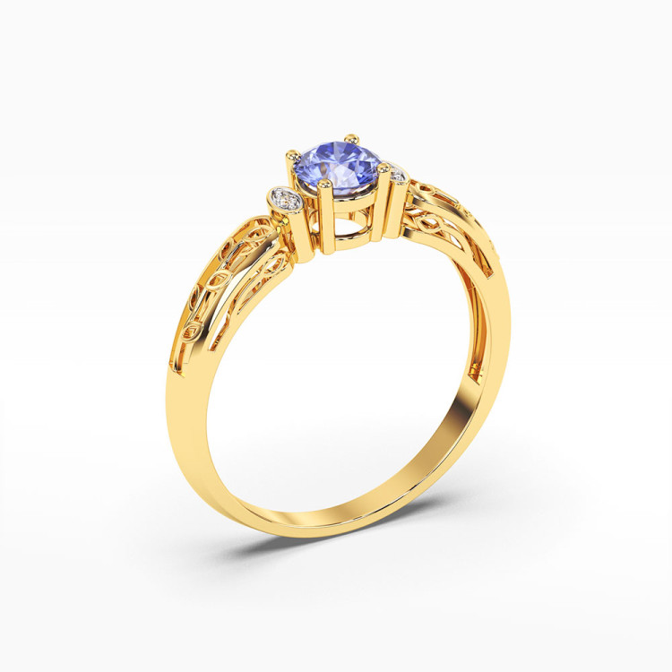 Pierścionek z tanzanitem i diamentami