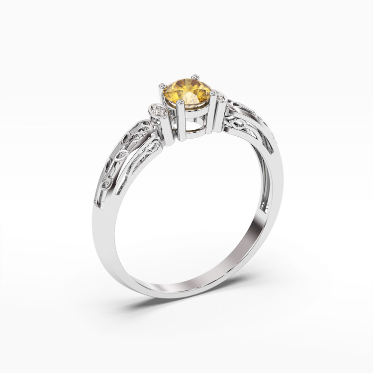 Pierścionek z białego złota z cytrynem