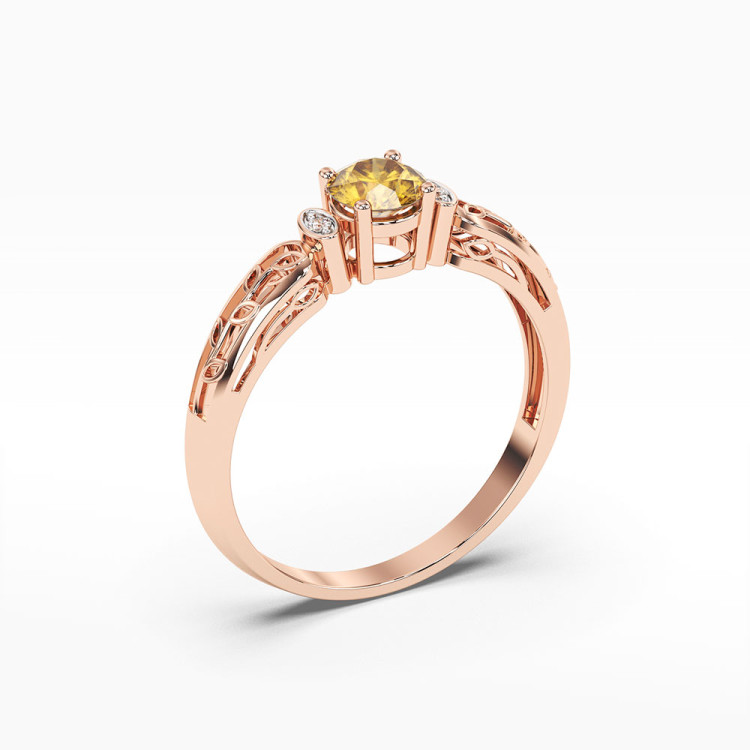 Pierścionek z różowego złota z cytrynem