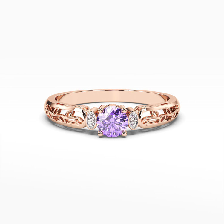 Pierścionek z różowego złota z ametystem