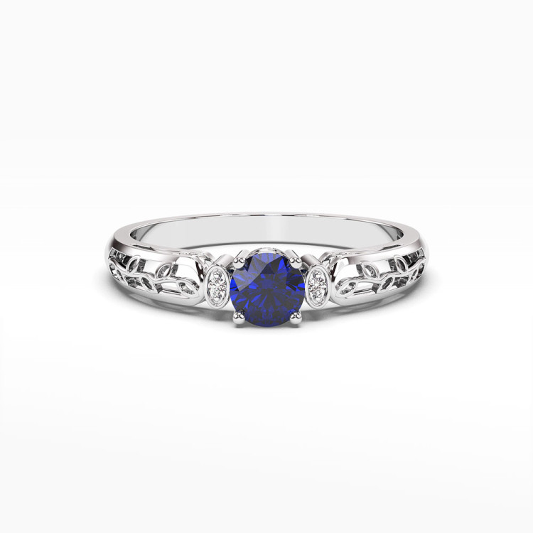 Pierścionek z białego złota z szafirem