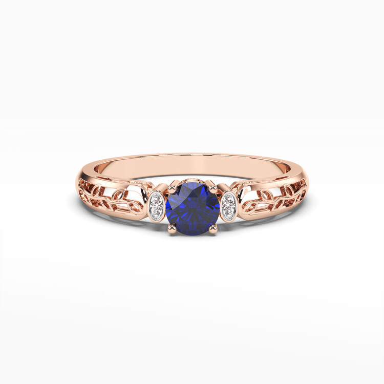 Pierścionek z różowego złota z szafirem