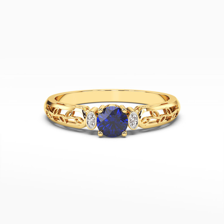 Pierścionek z żółtego złota z szafirem