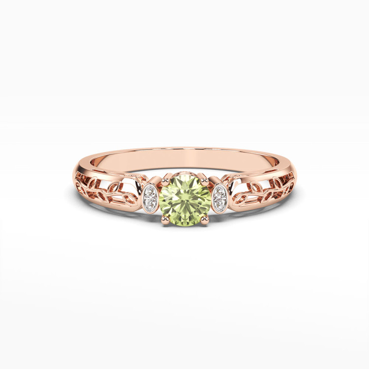 Pierścionek z różowego złota z oliwinem