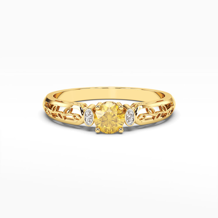 Pierścionek z żółtego złota z cytrynem
