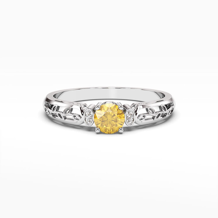 Pierścionek z białego złota z cytrynem