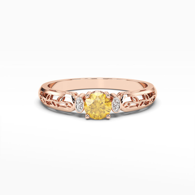 Pierścionek z różowego złota z cytrynem