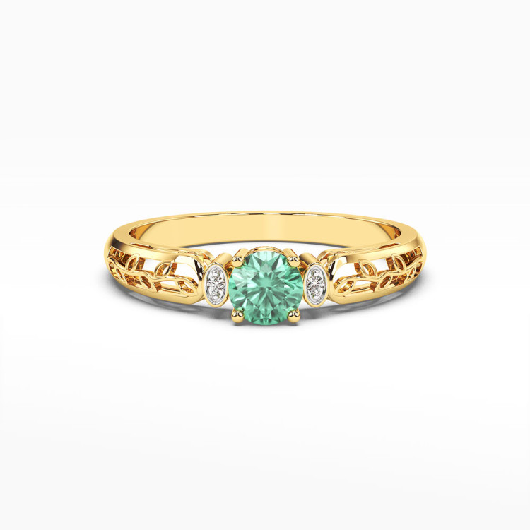 Pierścionek z żółtego złota z szmaragdem