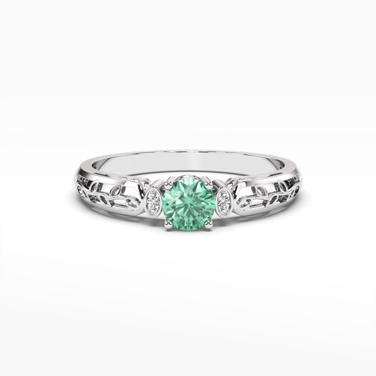 Pierścionek z białego złota z szmaragdem