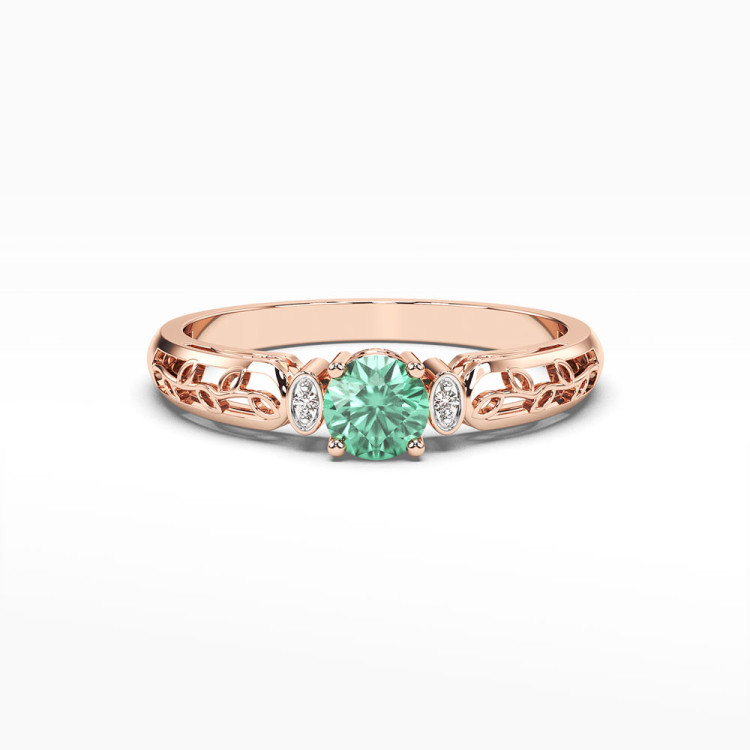 Pierścionek z różowego złota z szmaragdem