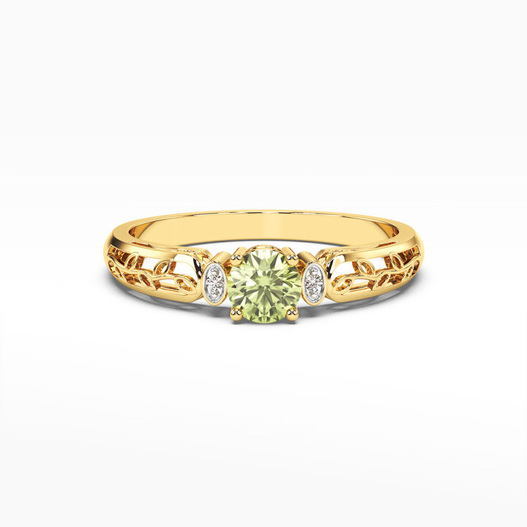 Pierścionek z żółtego złota z oliwinem
