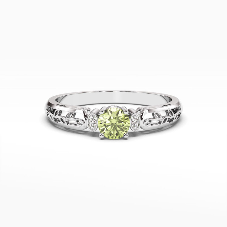 Pierścionek z białego złota z oliwinem