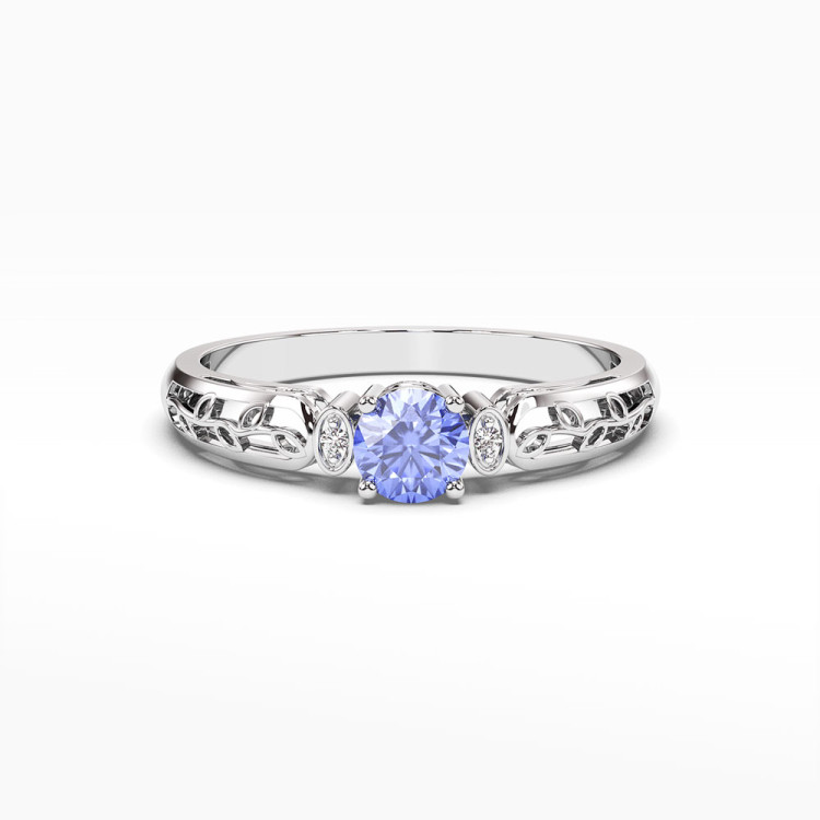 Pierścionek z tanzanitem i diamentami