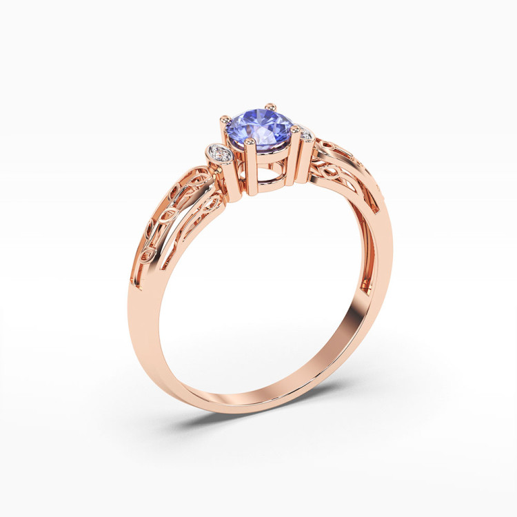 Pierścionek z tanzanitem i diamentami