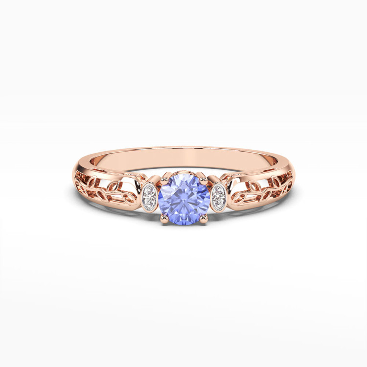 Pierścionek z tanzanitem i diamentami