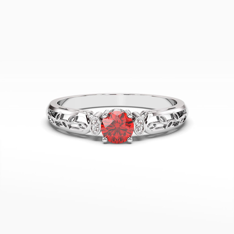 Pierścionek z białego złota z rubinem