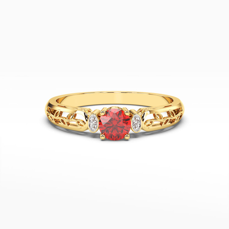 Pierścionek z żółtego złota z rubinem