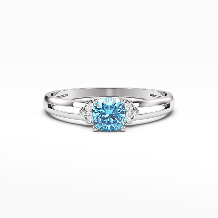 Pierścionek z białego złota z topazem