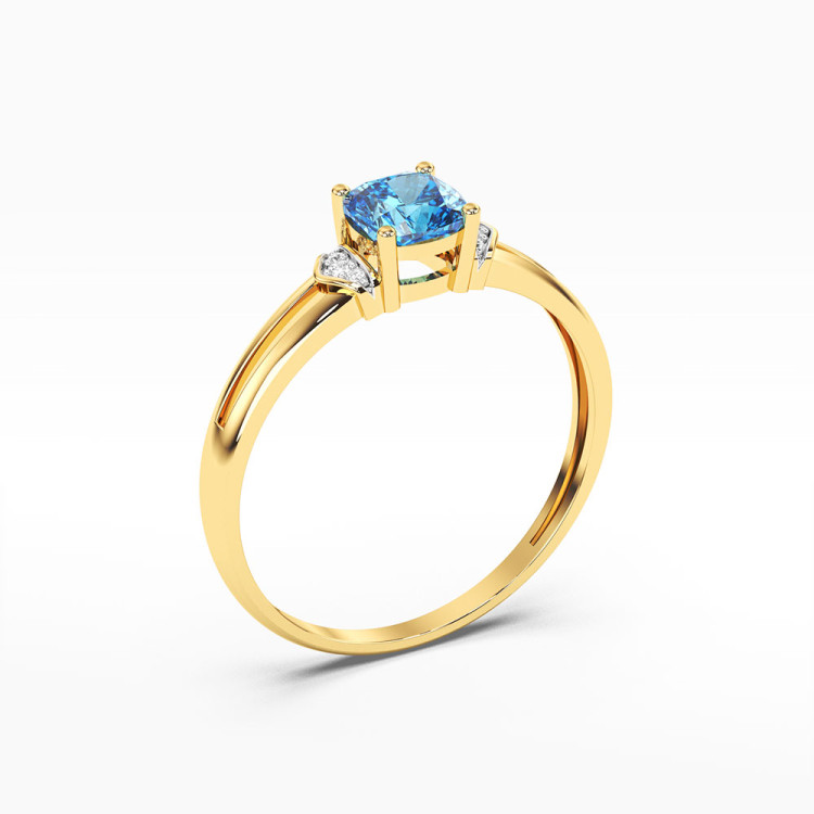 Pierścionek z żółtego złota z topazem