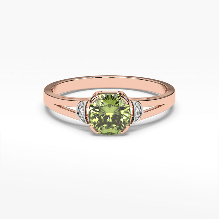 Pierścionek z oliwinem i diamentami