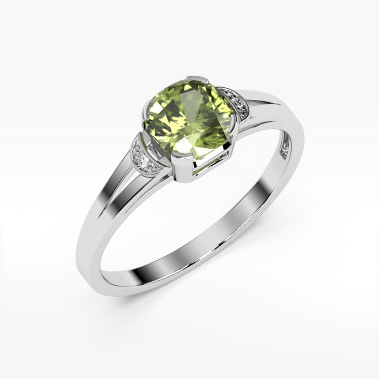 Pierścionek z oliwinem i diamentami