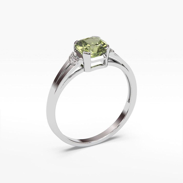 Pierścionek z oliwinem i diamentami