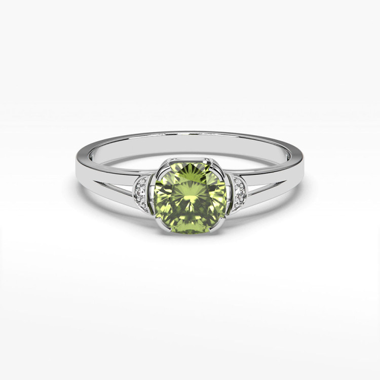 Pierścionek z oliwinem i diamentami