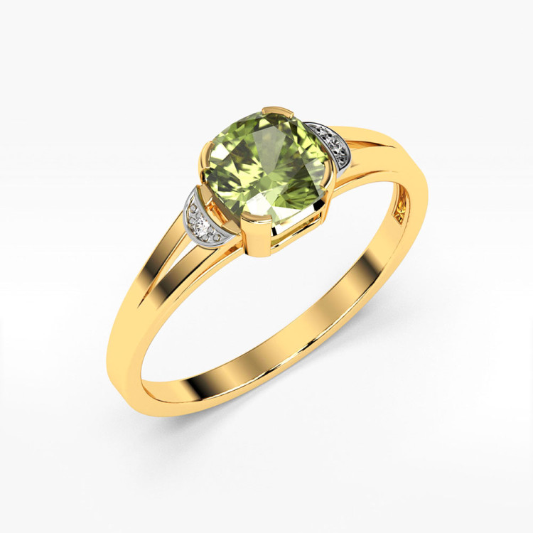 Pierścionek z oliwinem i diamentami