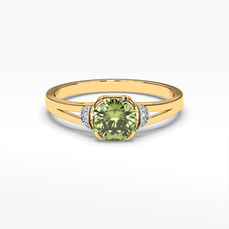 Pierścionek z oliwinem i diamentami