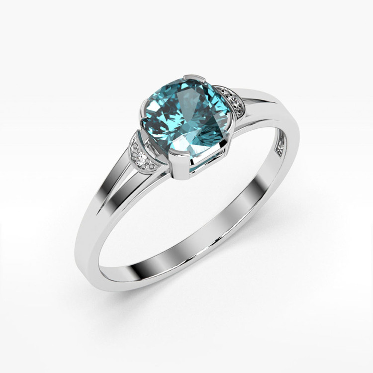 Pierścionek z białego złota z topazem