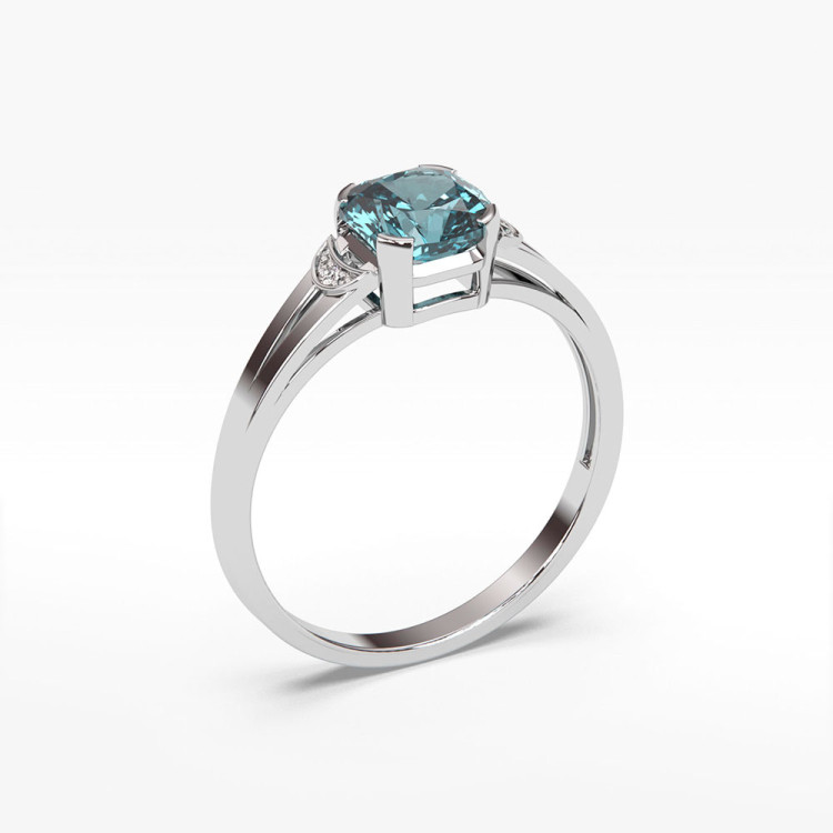 Pierścionek z białego złota z topazem