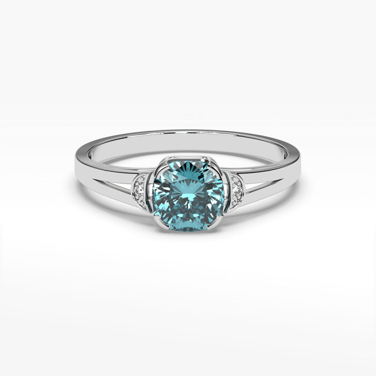 Pierścionek z białego złota z topazem